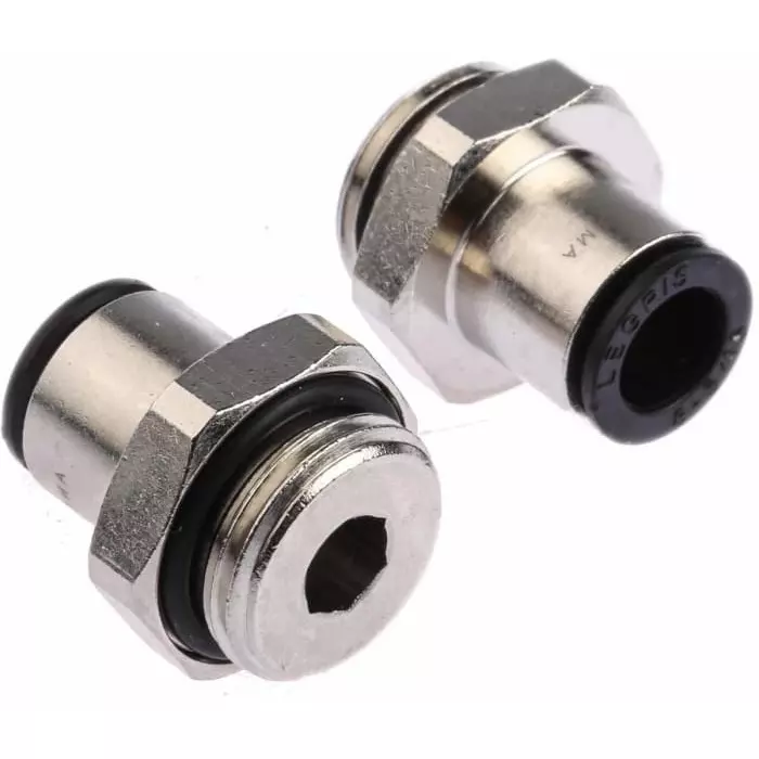 Legris LF3000 Series Straight Threaded Adaptor G 3/8 Male to Push In 8 mm Threaded-to-Tube Connection Style, 3101 08 17 (Pack of 5 Pcs)