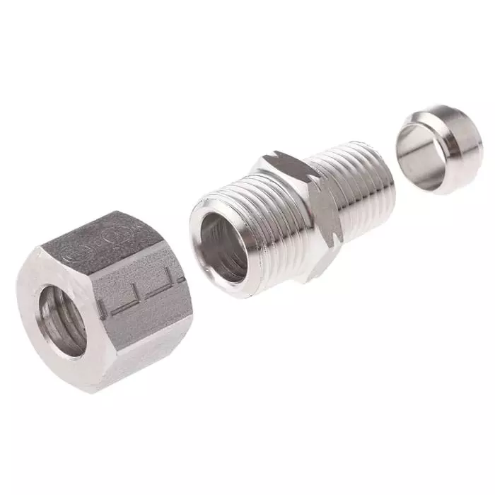 Legris LF3000 Series Straight Threaded Adaptor NPT 1/4 Male to Push In 10 mm Threaded-to-Tube Connection Style, 1805 10 14
