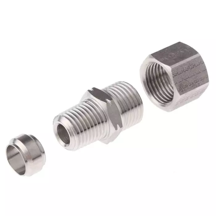 Legris LF3000 Series Straight Threaded Adaptor NPT 1/4 Male to Push In 10 mm Threaded-to-Tube Connection Style, 1805 10 14