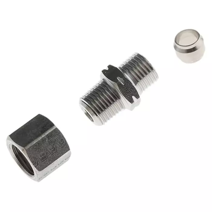 Legris LF3000 Series Straight Threaded Adaptor NPT 1/8 Male to Push In 6 mm Threaded-to-Tube Connection Style, 1805 06 11