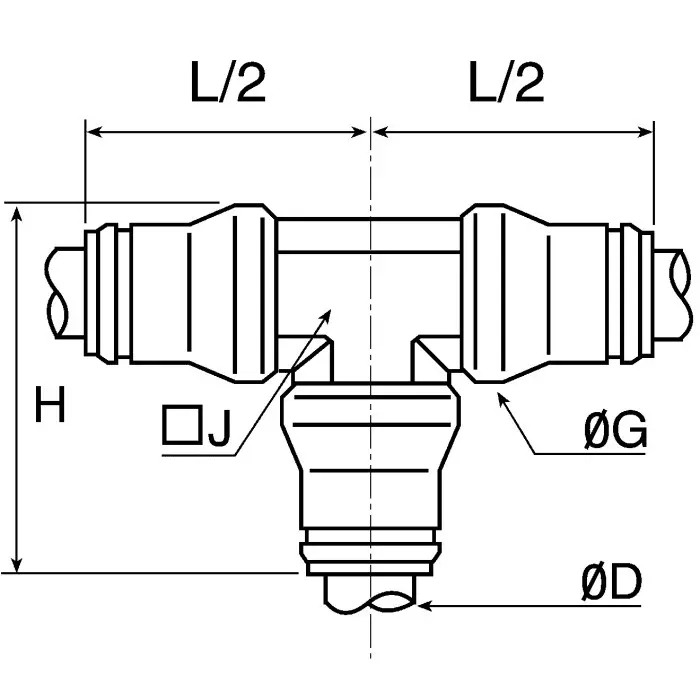 Legris LF3800 Series Tee Tube-to-Tube Adaptor Push In 4 mm Push In 4 mm to Push In 4 mm Tube-to-Tube Connection Style, 3804 04 00