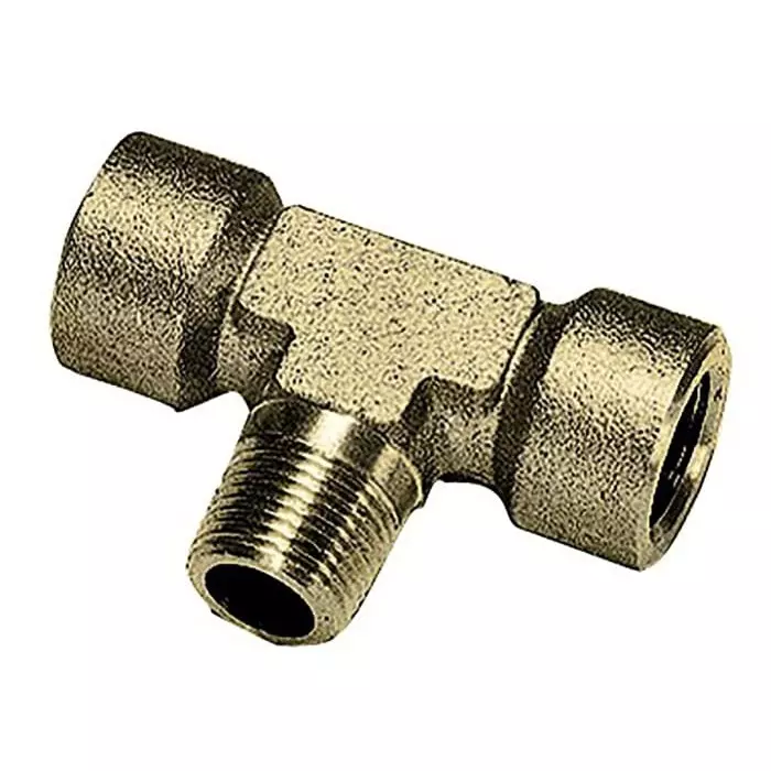 Legris Brass Pipe Fitting Tee Threaded Branch Tee Female BSPP 1/8 inch to Female BSPP 1/8in, 0158 10 10 (Pack of 5 Pcs)