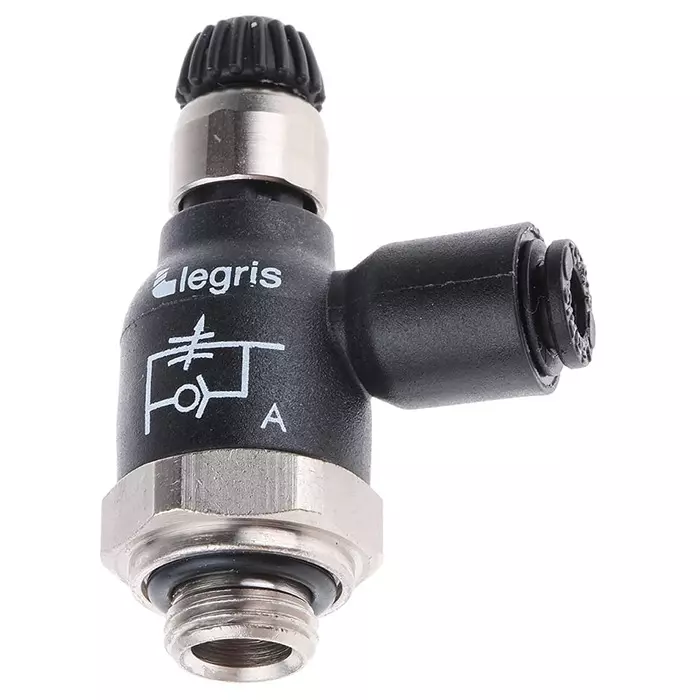 Legris 7060 Series Threaded Exhaust Regulator G 1/8 Male Inlet Port x 4 mm Tube Outlet Port, 7060 04 10