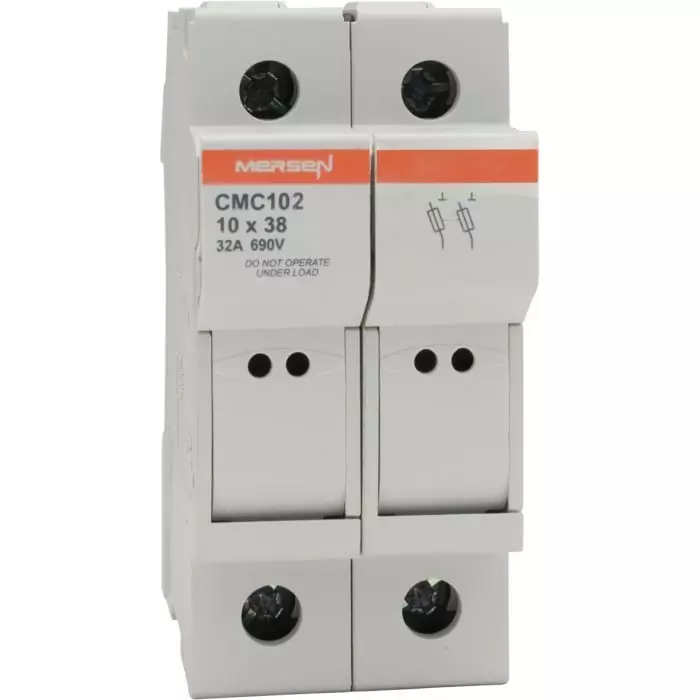 Mersen Rail Mount Fuse Holder 32 A for 10.3x38.1 mm Fuse 2P 690 V AC, H1062699 - CMC102