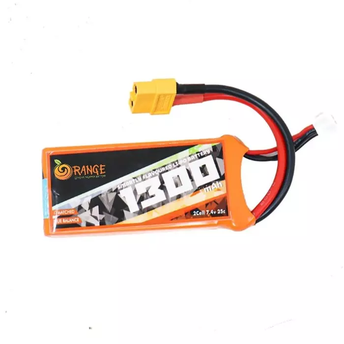 Orange 7.4V 1300 mAh 25C 2S Lithium Polymer Battery Pack