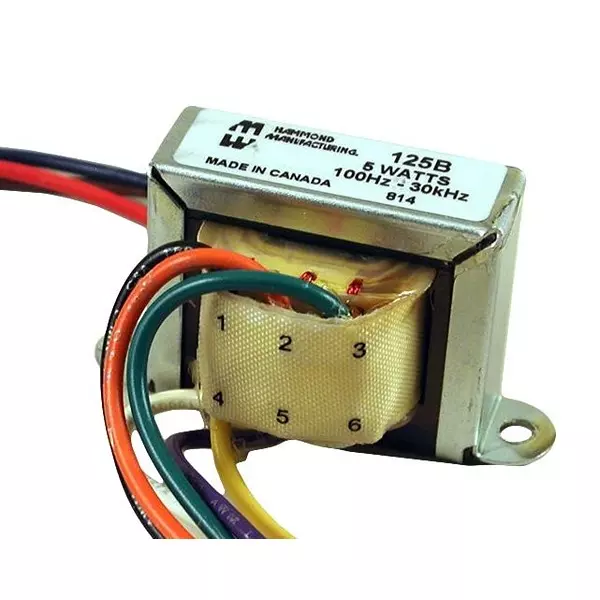 HAMMOND Audio Freq Xfmr, 1:6, 25Kohm/15 Ohm, 15W, 125E
