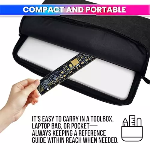 amicitools-pcb-ruler-fr4-gold-plated-15-cm-circuit-board-reference-tool-with-footprints-pinouts-trace-width-chart-for-diy-electronics