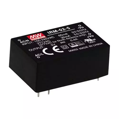 Mean Well POWER SUPPLY, AC-DC, 5V, 0.4A, IRM-02-5