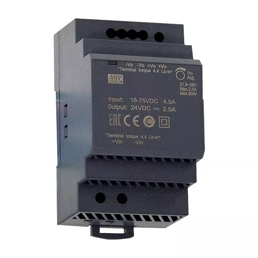 Mean Well DC-DC CONVERTER, 24V, 2.5A, DDR-60G-24