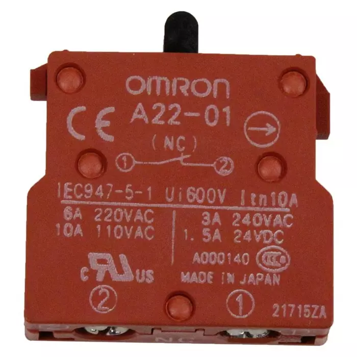 OMRON INDUSTRIAL AUTOMATION SWITCH BLOCK, SPST-NC, 1POLE, A22-01