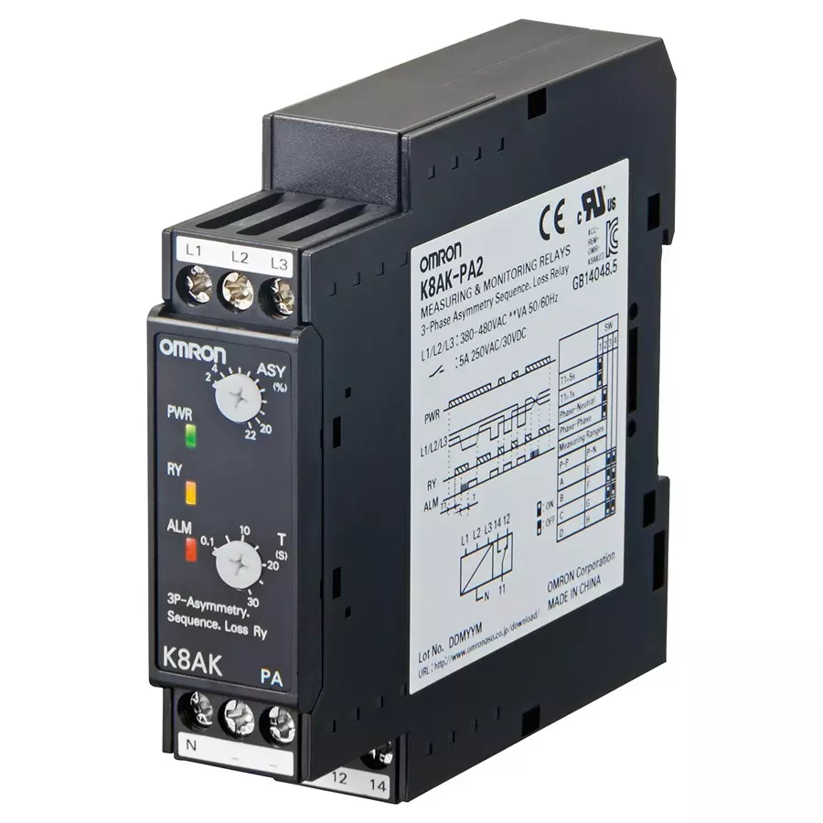 OMRON INDUSTRIAL AUTOMATION LEVEL CTRL, 10S, 24V, DIN RAIL, K8AKLS124VACDC