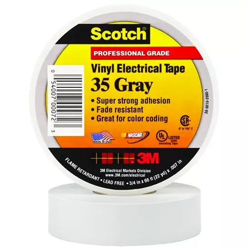 3M TAPE, INSULATION, PVC, GRAY, 0.75INX66FT, 35 GRAY (3/4X66FT)