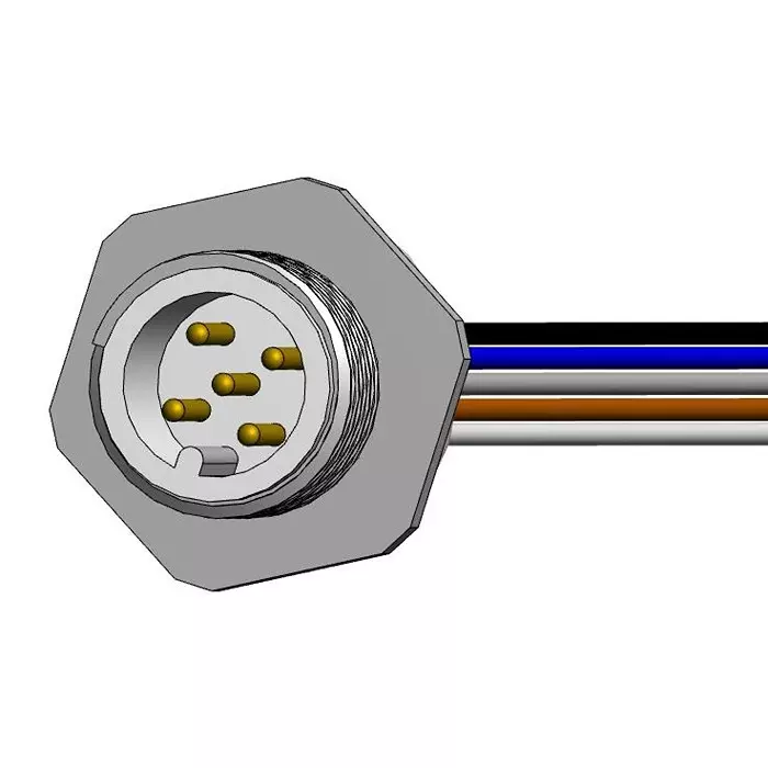 NORCOMP Sensor Cord, 5P M12 Plug-Free End, 12", MPM12A05I12AF02.