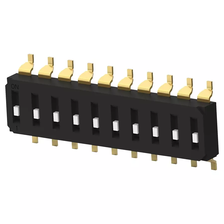 ALCOSWITCH - TE CONNECTIVITY Dip Switch, 10Pos, Spst, Slide, Smd, EDS10SGRNTU04Q