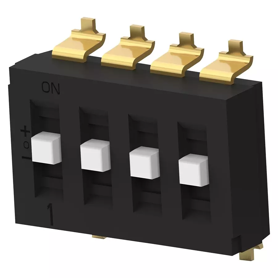 ALCOSWITCH - TE CONNECTIVITY Dip Switch, 4Pos, Sp3T, Slide, Smd, TDS04SGNNTU04