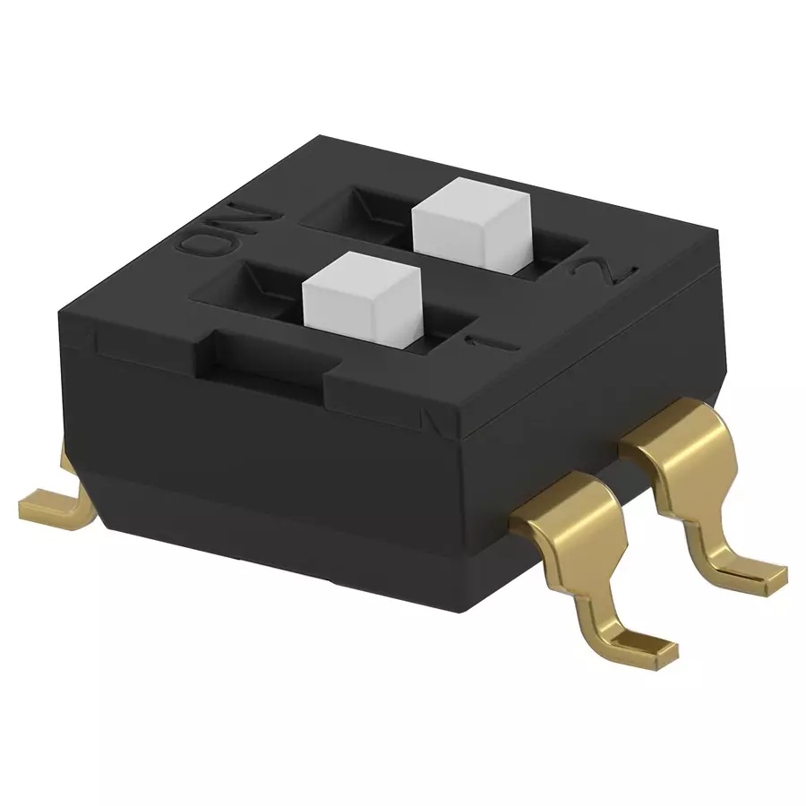 ALCOSWITCH - TE CONNECTIVITY Dip Sw, 2Ckt, Spst, 0.025A, 24Vdc, Smd, ADEN02STR04