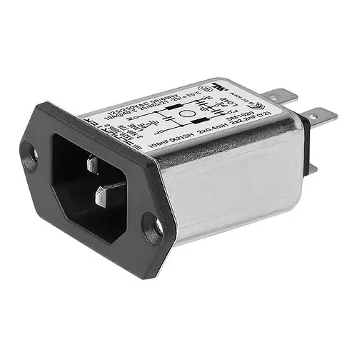 SCHURTER Iec Inlet C14/C18 With Filter, 15A, Qc, 3-101-144