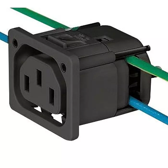 SCHURTER Iec Outlet F, 10A, 250Vac, Idc, Panel, 3-104-320