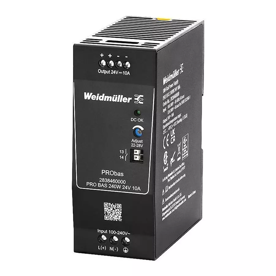 Weidmuller POWER SUPPLY, AC-DC, 24V, 10A, 2838460000