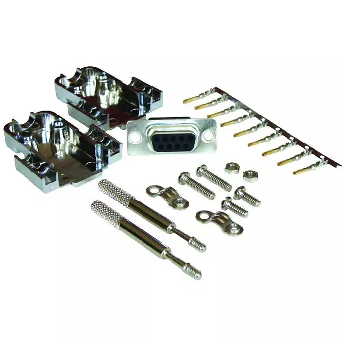 Multicomp D SUB CONNECTOR KIT, RECEPTACLE, 9 POSITION, CRIMP, MCD8E09FC-KIT