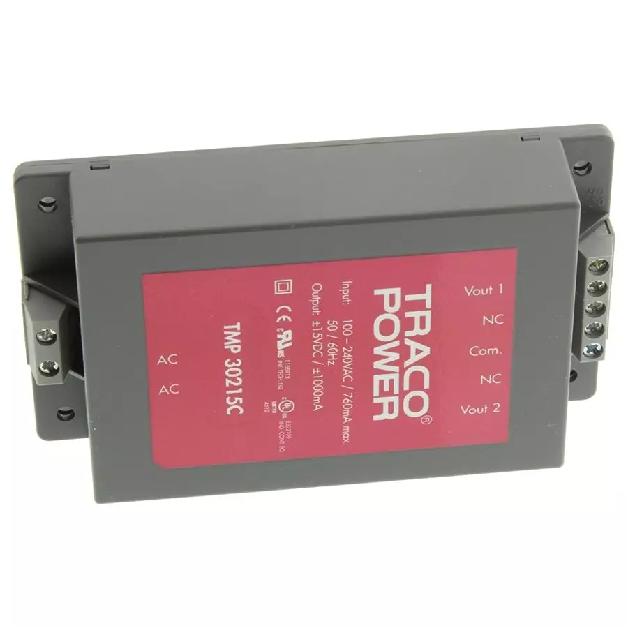 TRACO POWER CONVERTER, AC/DC, +/-15V, 1A/30W, MOD, TMP 30215C