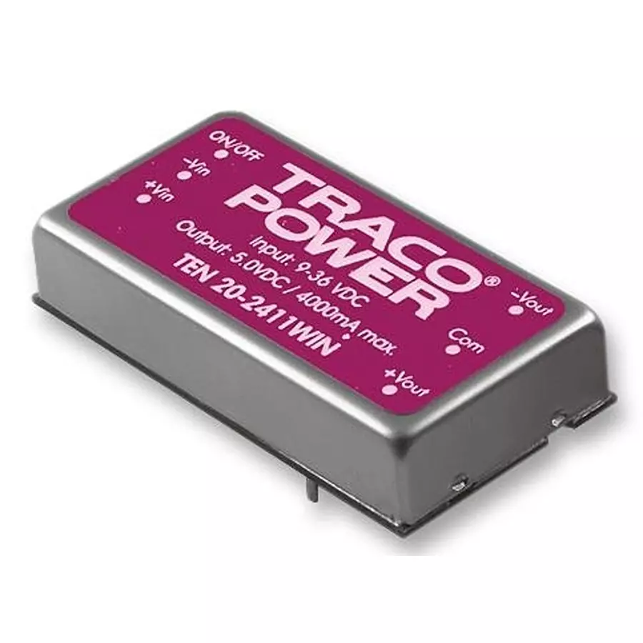 TRACO POWER DC-DC CONVERTER, 5V, 4A, 20W, DIP, TEN 20-2411WIN