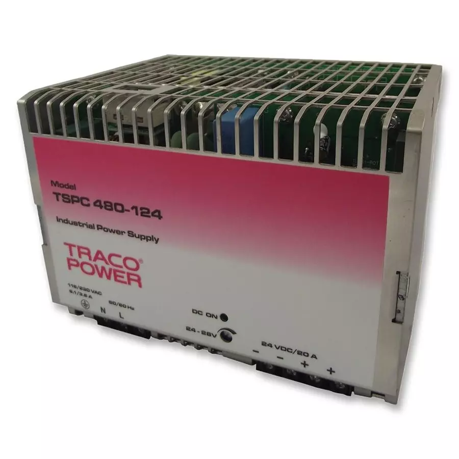 TRACO POWER PSU, AC/DC, 24V, 20A, 480W, DIN, TSPC 480-124