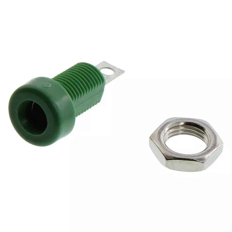 JOHNSON BANANA JACK, 15A, SOLDER, GREEN, 108-0904-001.