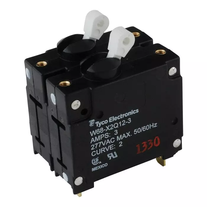 TE CONNECTIVITY CIRCUIT BREAKER, HYDROMAGNETIC, 2P, 277V, 3A, W68-X2Q12-3