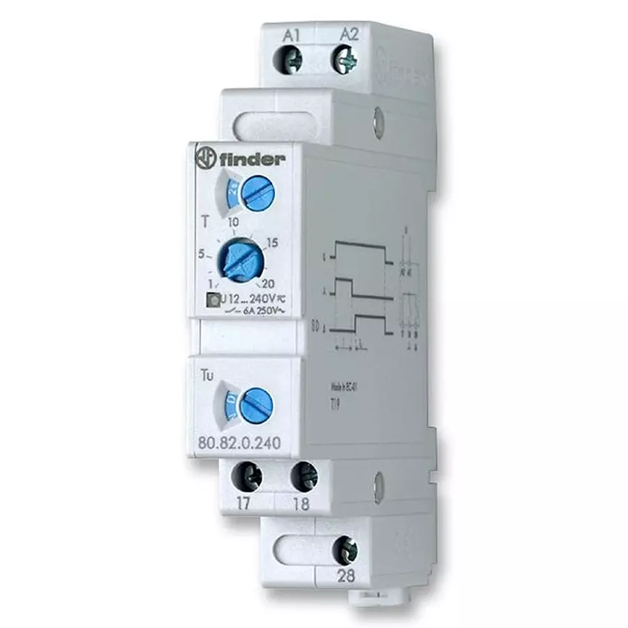 FINDER TIME DELAY RLY, DPST, 0.1S-20MIN, SCREW, 80.82.0.240.0000