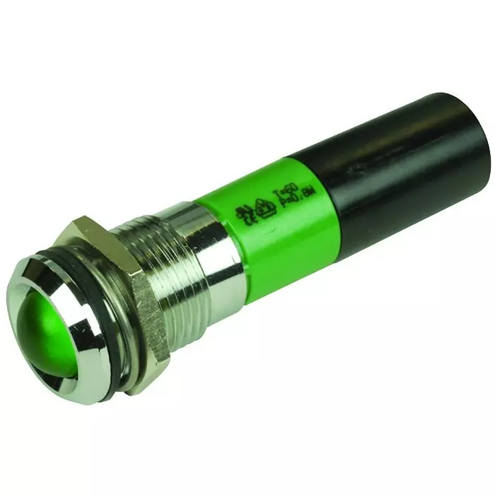 CML INNOVATIVE TECHNOLOGIES PANEL MOUNT INDICATOR, LED, 14MM, GREEN, 130V, 19350131