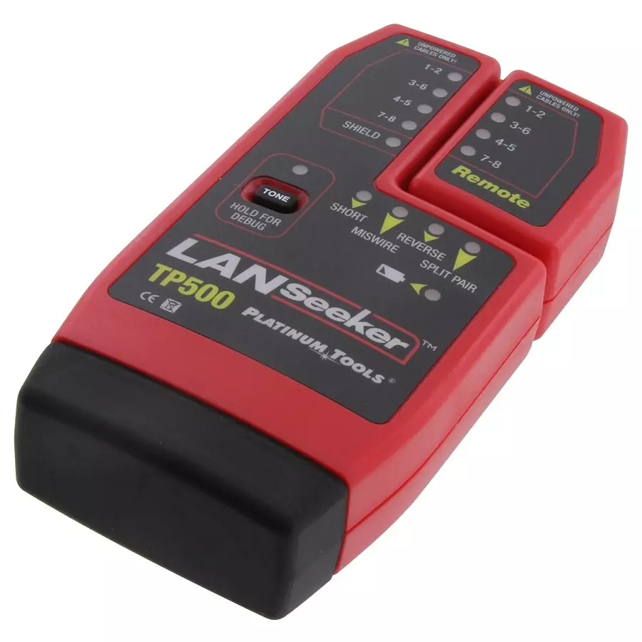 PLATINUM TOOLS Network Cable Tester, 9V, 100 Ohm, TP500C