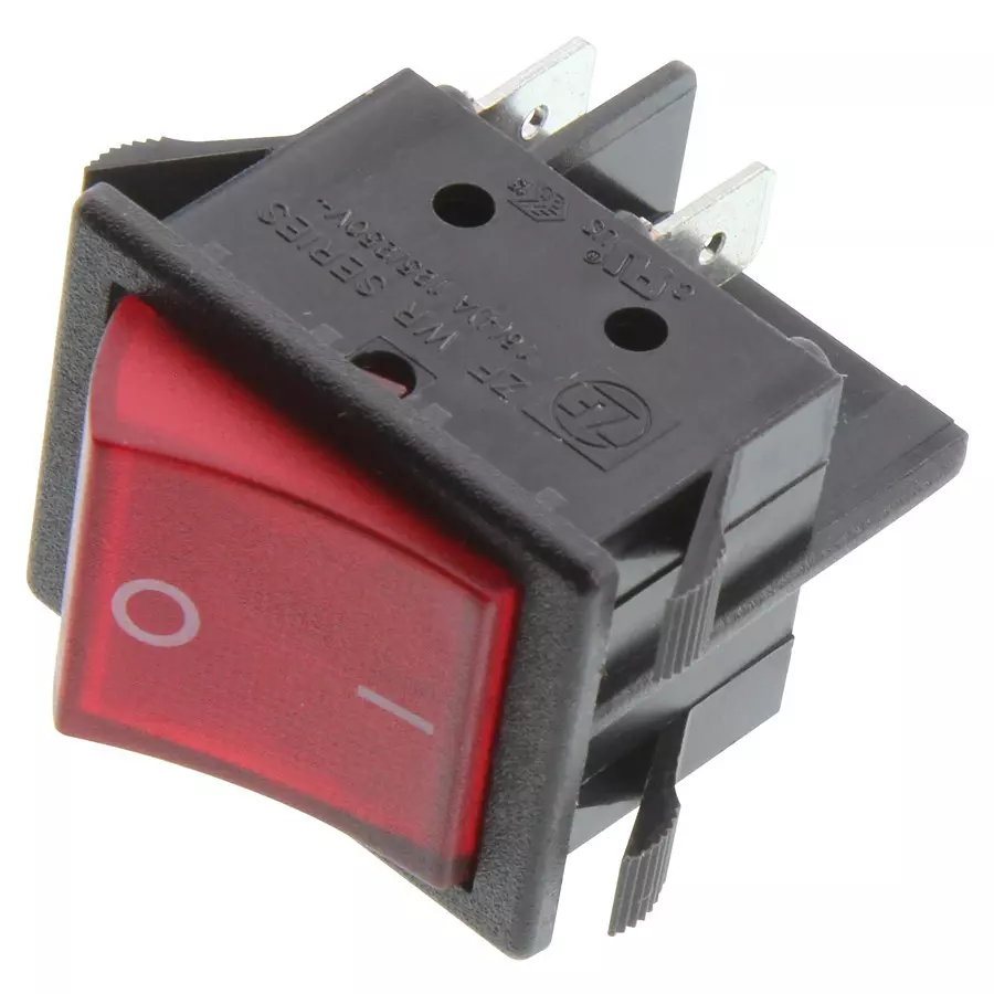 ZF Switch,Illuminated Rocker, Dpst, 16A, 250Vac, Red, WRG32F2FBRLN