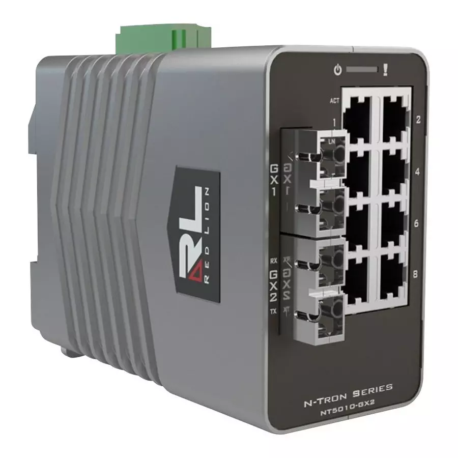 RED LION CONTROLS ETHERNET SWITCH, VDC, 10 PORT, 40KM, NT-5010-GX2-SC40