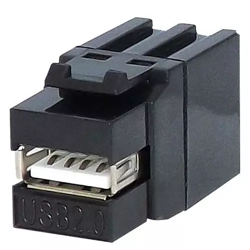 TUK KEYSTONE COUPLER, USB 2.0 A, RCPT, BLACK, KCUAA2BK
