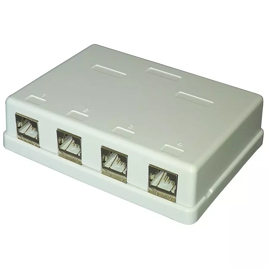 TUK CAT 6A SURFACE MOUNT SOCKET, 4 PORT, SGKH4