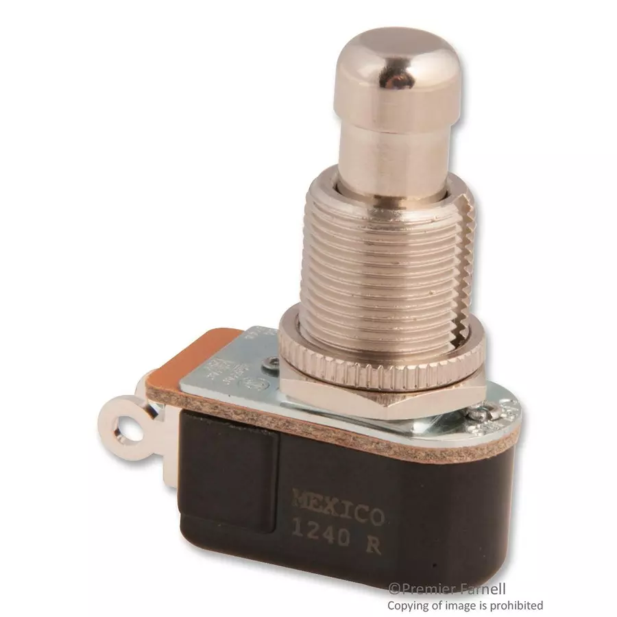 CARLING TECHNOLOGIES SWITCH, PUSHBUTTON, SPST, 6A, 250V, P26A-1D-RND-MTL