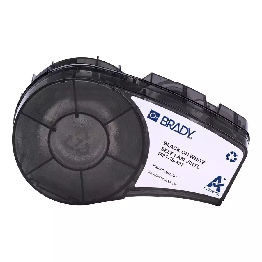 BRADY LABELS, PRINTER, 0.75" X 1", BLK/WHT, M21-18-427.