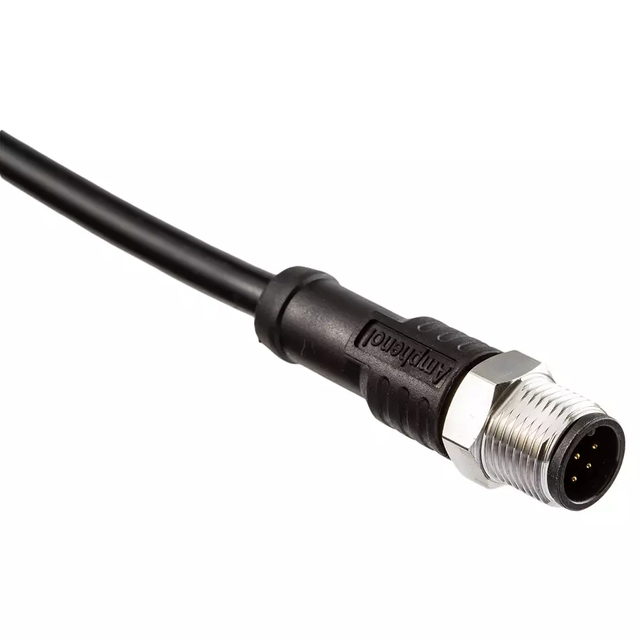 AMPHENOL LTW Sensor Cord, 8P M12 Plug-Free End, 1M, SM12A-08BMMM-SL8D01.
