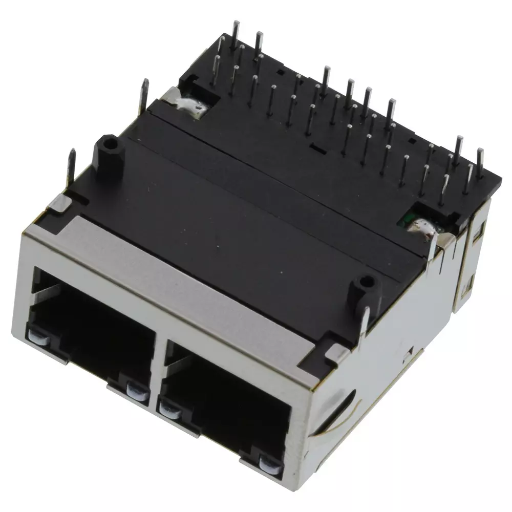 BEL MAGNETIC SOLUTIONS Rj45 Connector, JACk, 8P8C, 2Port, Th, 0826-1X2T-23-F