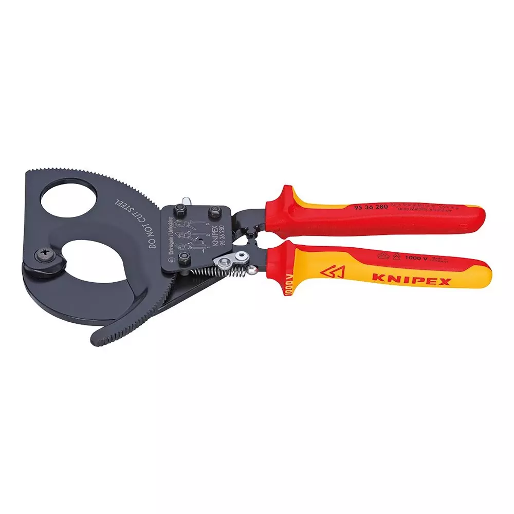 KNIPEX Cutter, Cable, Ratchet ACtion, 95 36 280