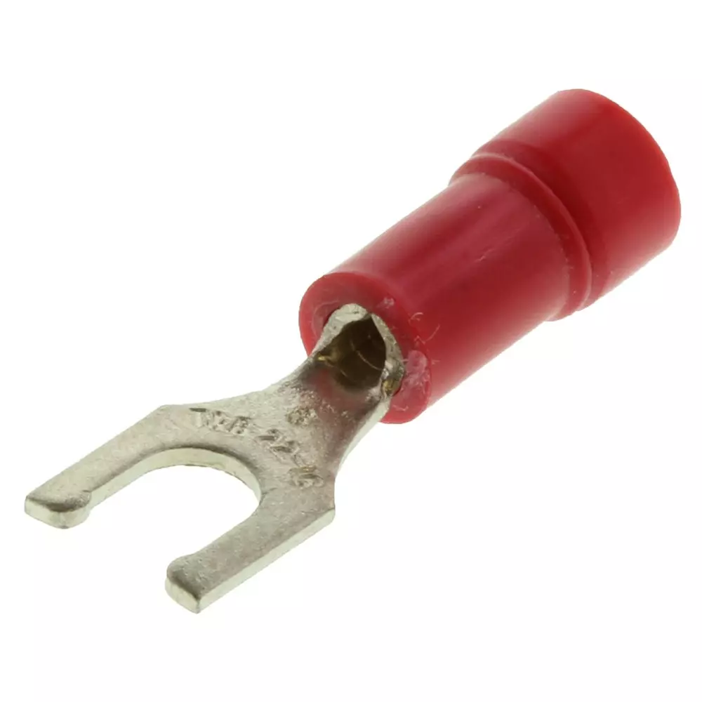ABB - THOMAS & BETTS Terminal, Spade/Fork, #8, Crimp, Red, 18RA-8FL (Pack of 100 Pcs)