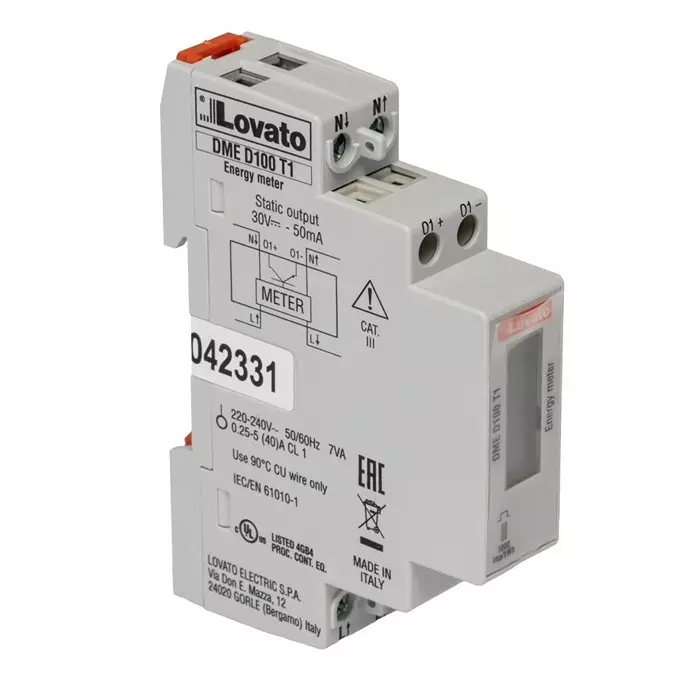 Lovato 1 Phase LCD Energy Meter, DMED100T1