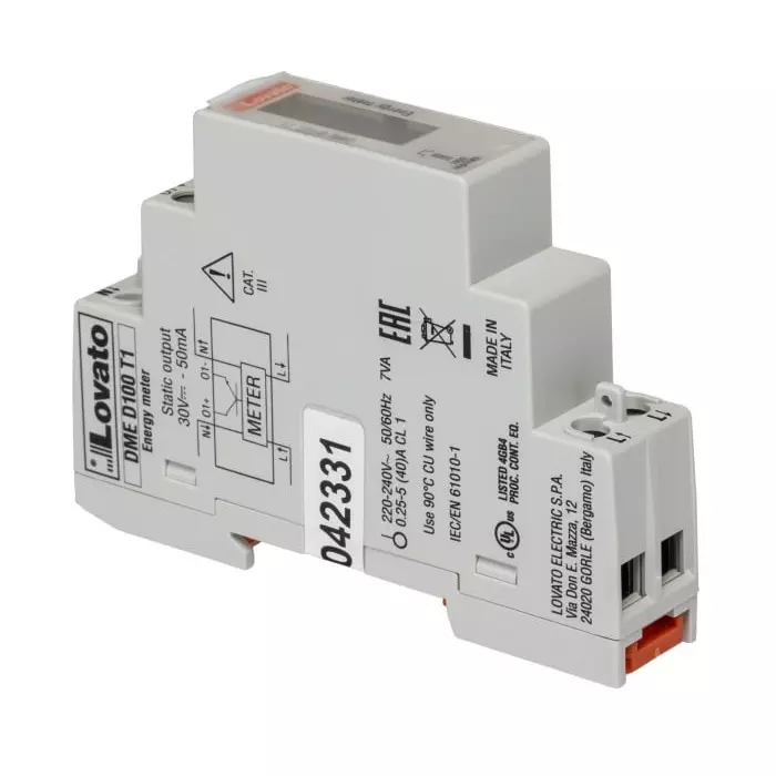 Lovato 1 Phase LCD Energy Meter, DMED100T1