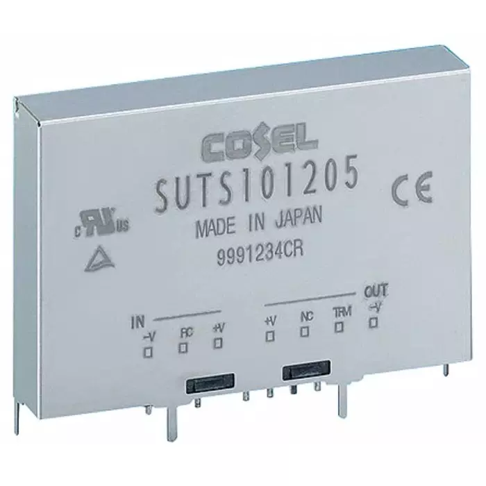 Cosel SUTS DC-DC Converter, 12 V DC/ 1A Output, 9 - 18 V DC Input, 12W, PCB Mount, +85°C Max Temp, -40°C Min Temp, SUTS101212