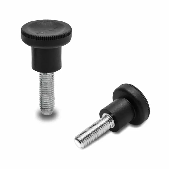Elesa Glass Fibre Reinforced Polyamide Round Knob M8 x 30 Threaded Stud, 243336-C1 (Pack of 10 Pcs)