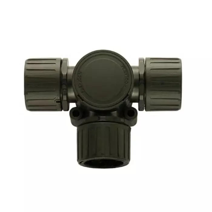 Flexicon T Piece Conduit Fitting 28mm Nominal Size 23mm Nylon Black, FPA28TB