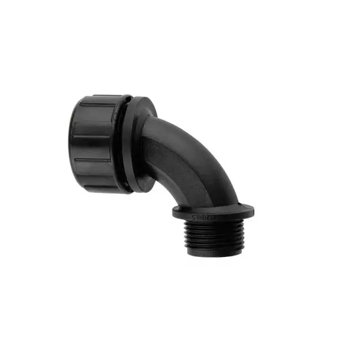 Flexicon 90° Bend Conduit Fitting 20mm Nominal Size M20mm Nylon Black, MP90-20-M20B