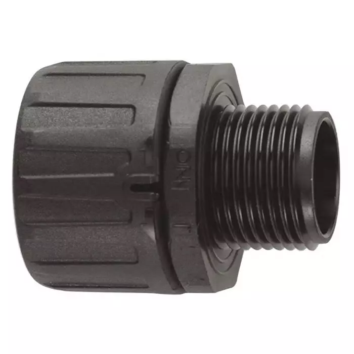 Flexicon Straight Conduit Fitting 21mm Nominal Size M20 Nylon 66 Black IP66 Rating, FPA21-M20B (Pack of 10 Pcs)