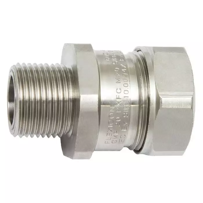 Flexicon Fixed External Thread Fitting Conduit Fitting 16mm Nominal Size M20 Brass Silver IP66 IP67 IP68 IP69, LTP16-M20-EXD